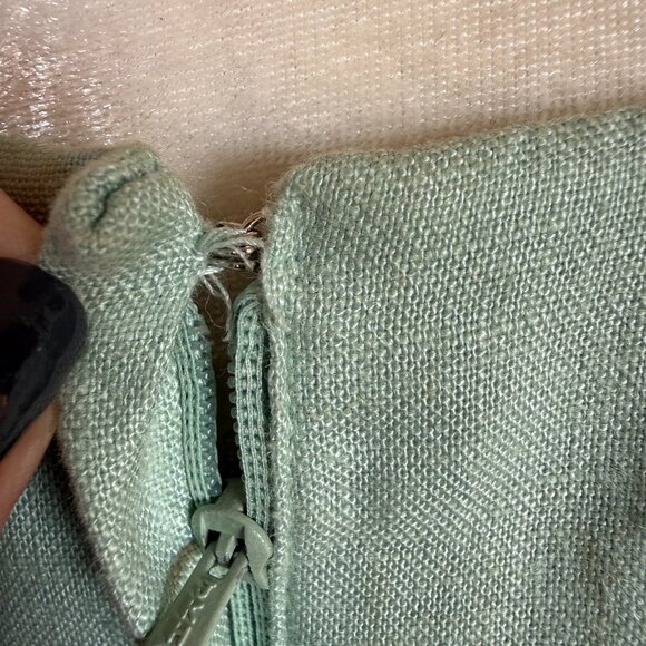 Laura Scott mint green sleeveless fully lined zip sheath linen dress size 14 - Picture 7 of 9